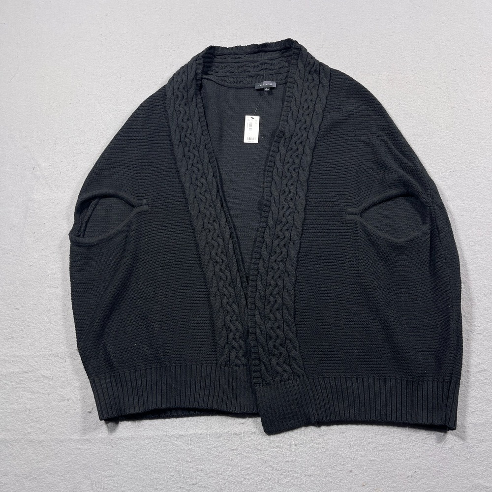 The Limited Cardigan Women L Shrug Short Sleeve Cable Knit Black Quiet Luxury
